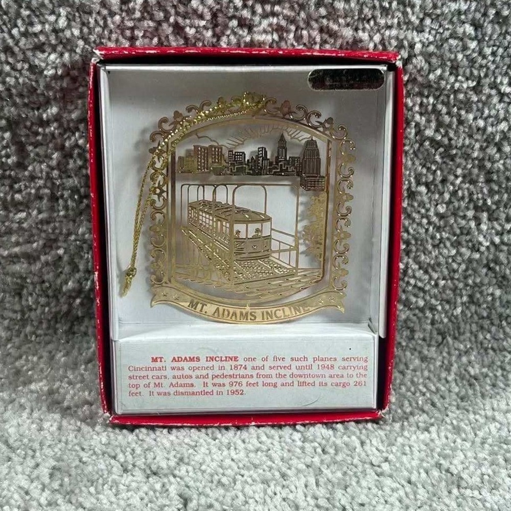 Nation's Treasures Mt Adams Incline Ornament Gold Finish Brass Cincinnati